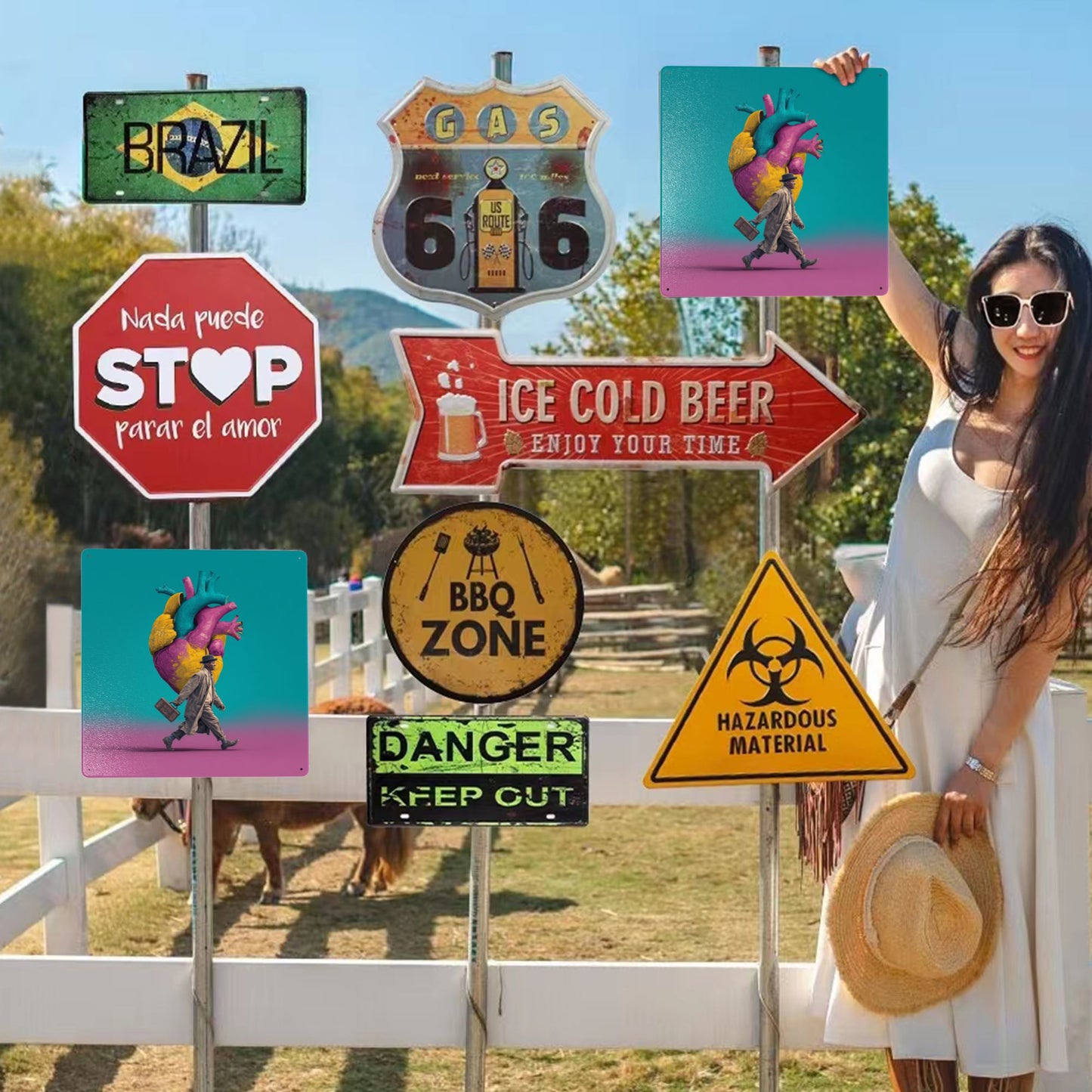 Retro Man & Heart Graffiti Tin Sign | Pop Art Wall Decor | 12"x12" Modern Emotional Metal Poster