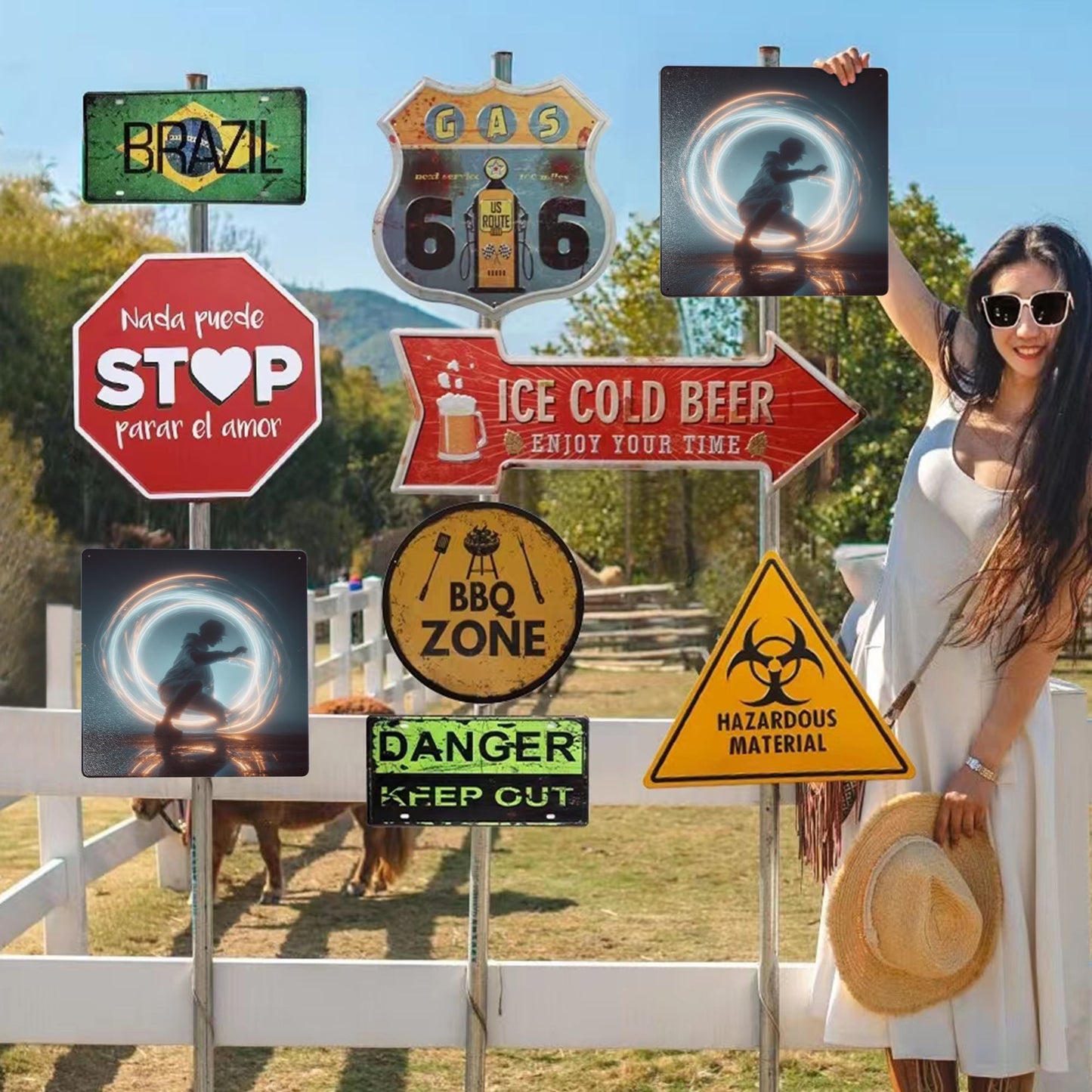 Energy Loop in the Night | Tinplate Wall Art 12"x12" | Sci-Fi Emotional Metal Poster