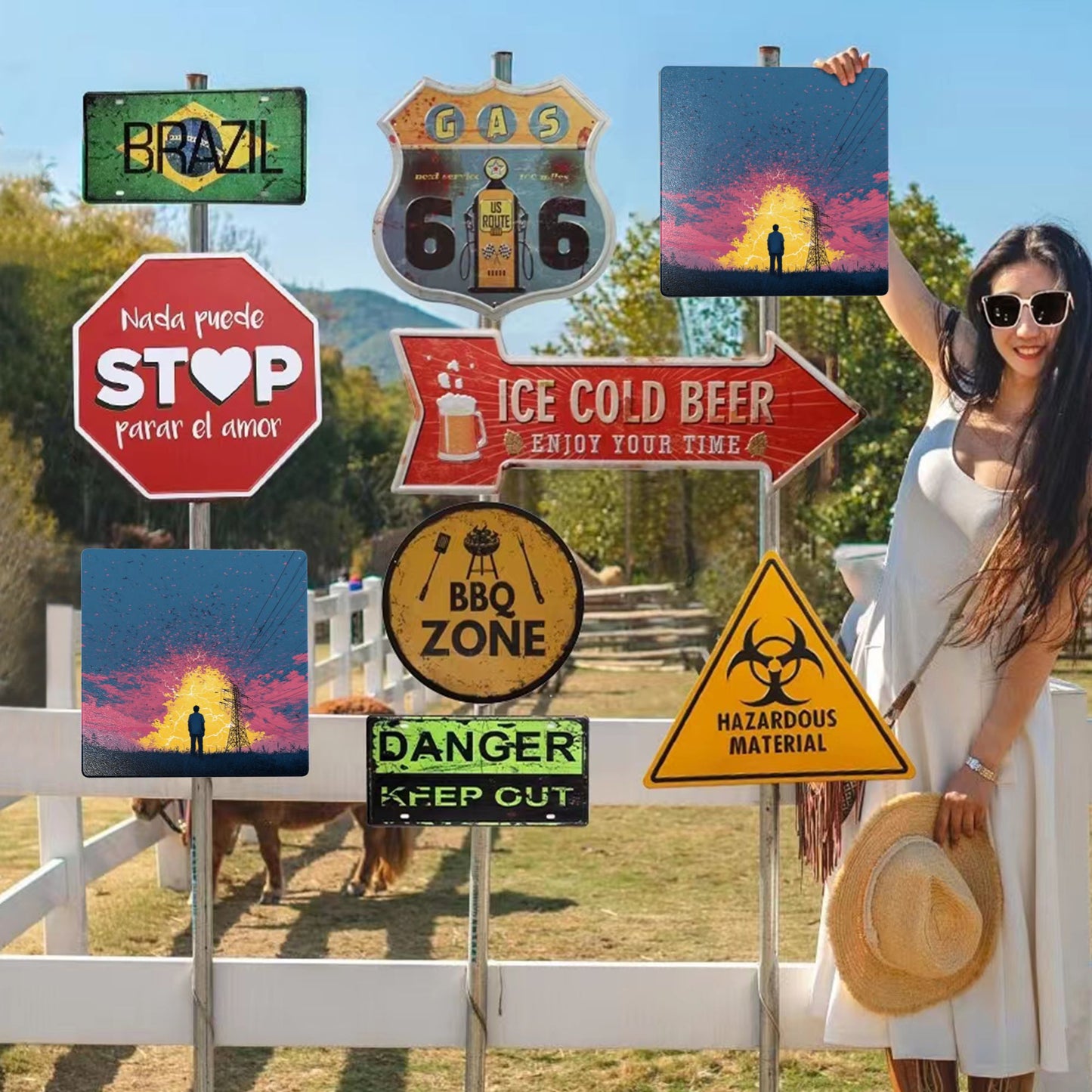 Gate of Electricity | Power Line Theme Tin Wall Art | 12"x12" Emotional Metal Poster