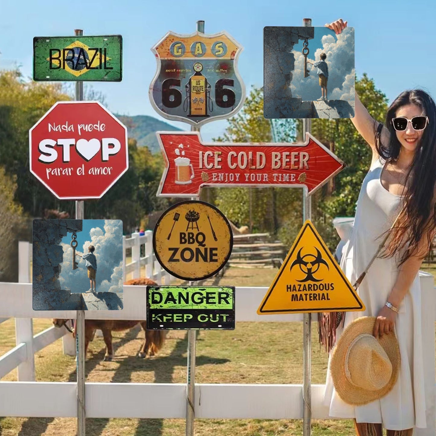 The Boy & the Key | Dream Gate Fantasy Tin Wall Art | 12"x12" Cloud Realm Metal Sign