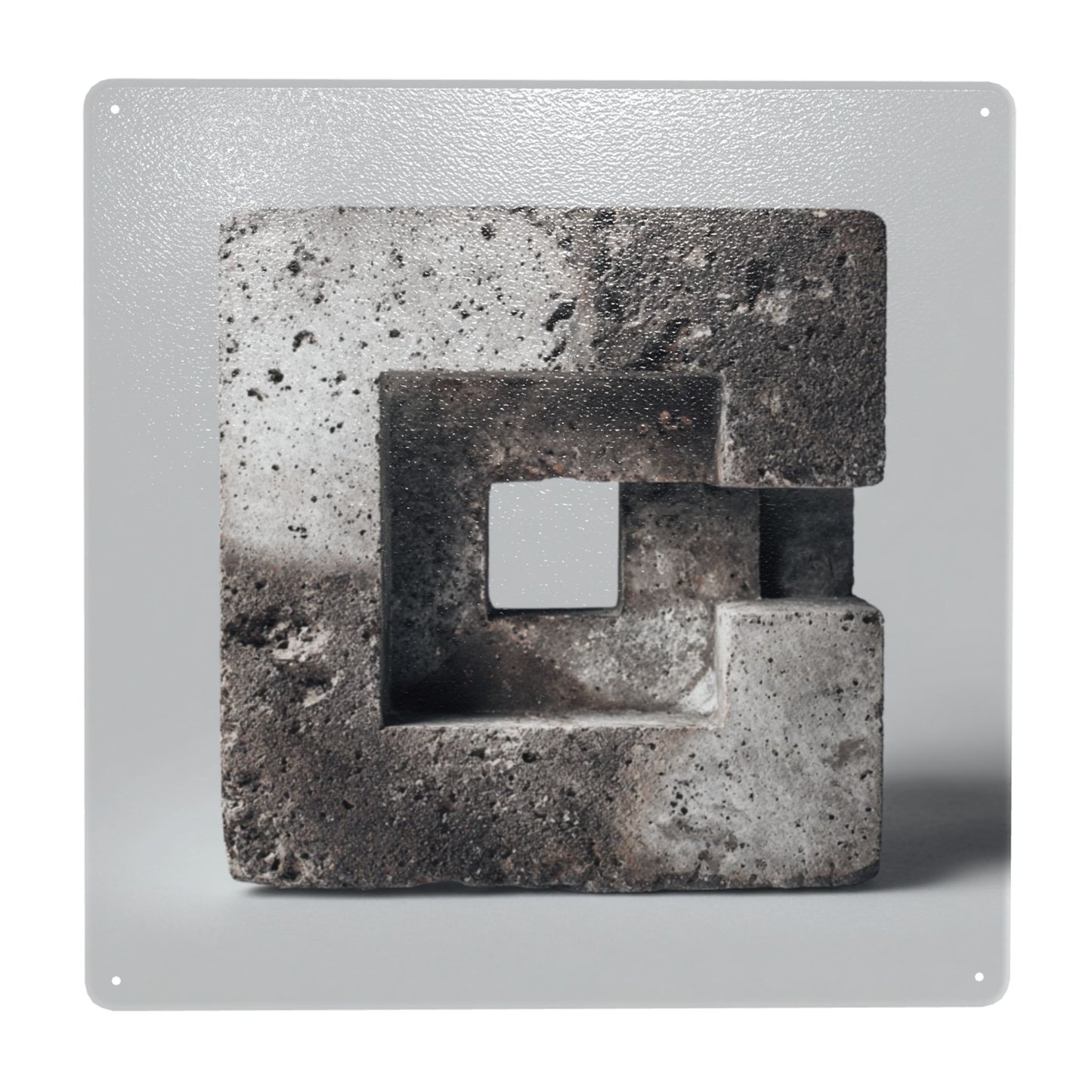 Industrial Concrete Style Square Metal Wall Art | 12"x12" Tin Sign with Pre-Drilled Holes | Waterproof & Weather-Resistant