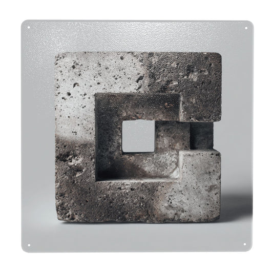 Industrial Concrete Style Square Metal Wall Art | 12"x12" Tin Sign with Pre-Drilled Holes | Waterproof & Weather-Resistant