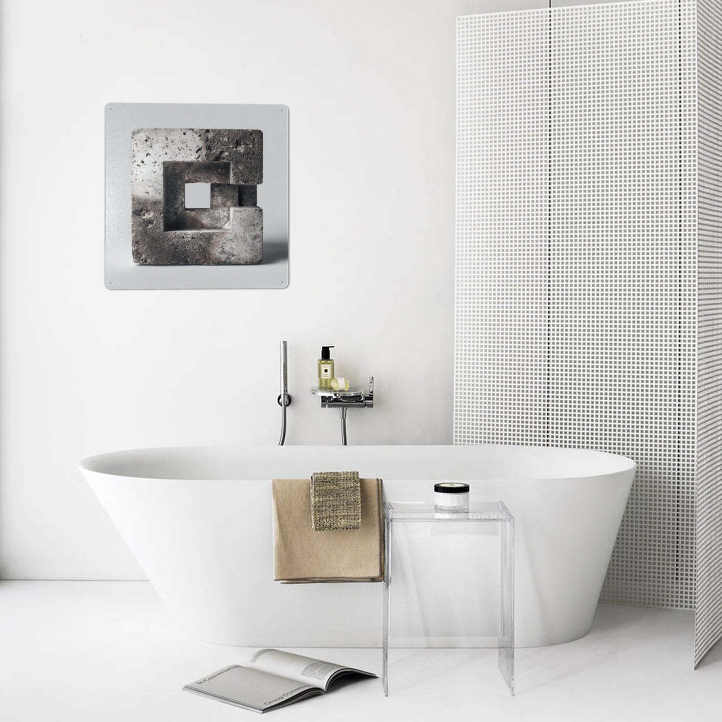 Industrial Concrete Style Square Metal Wall Art | 12"x12" Tin Sign with Pre-Drilled Holes | Waterproof & Weather-Resistant