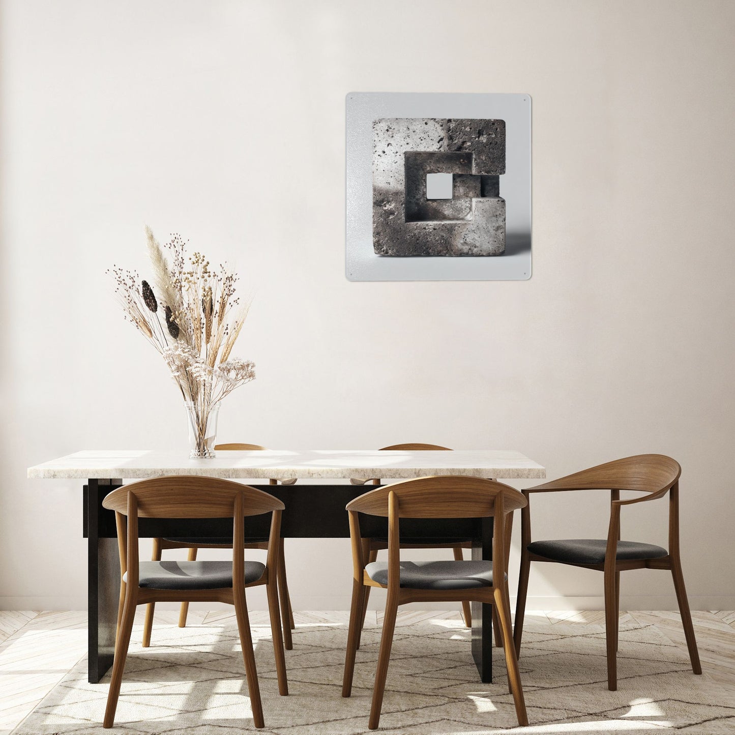 Industrial Concrete Style Square Metal Wall Art | 12"x12" Tin Sign with Pre-Drilled Holes | Waterproof & Weather-Resistant