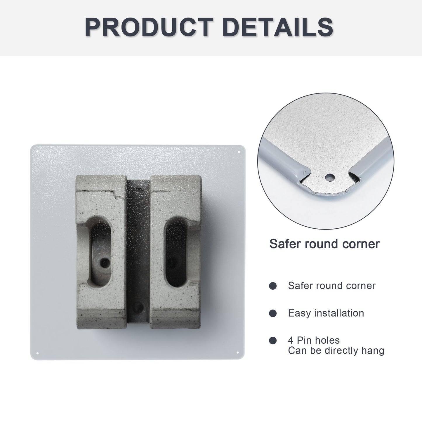 Concrete Brick Style Industrial Tin Metal Wall Sign | 12"x12" Square Plate | Waterproof, Rustproof with Pre-Drilled Holes