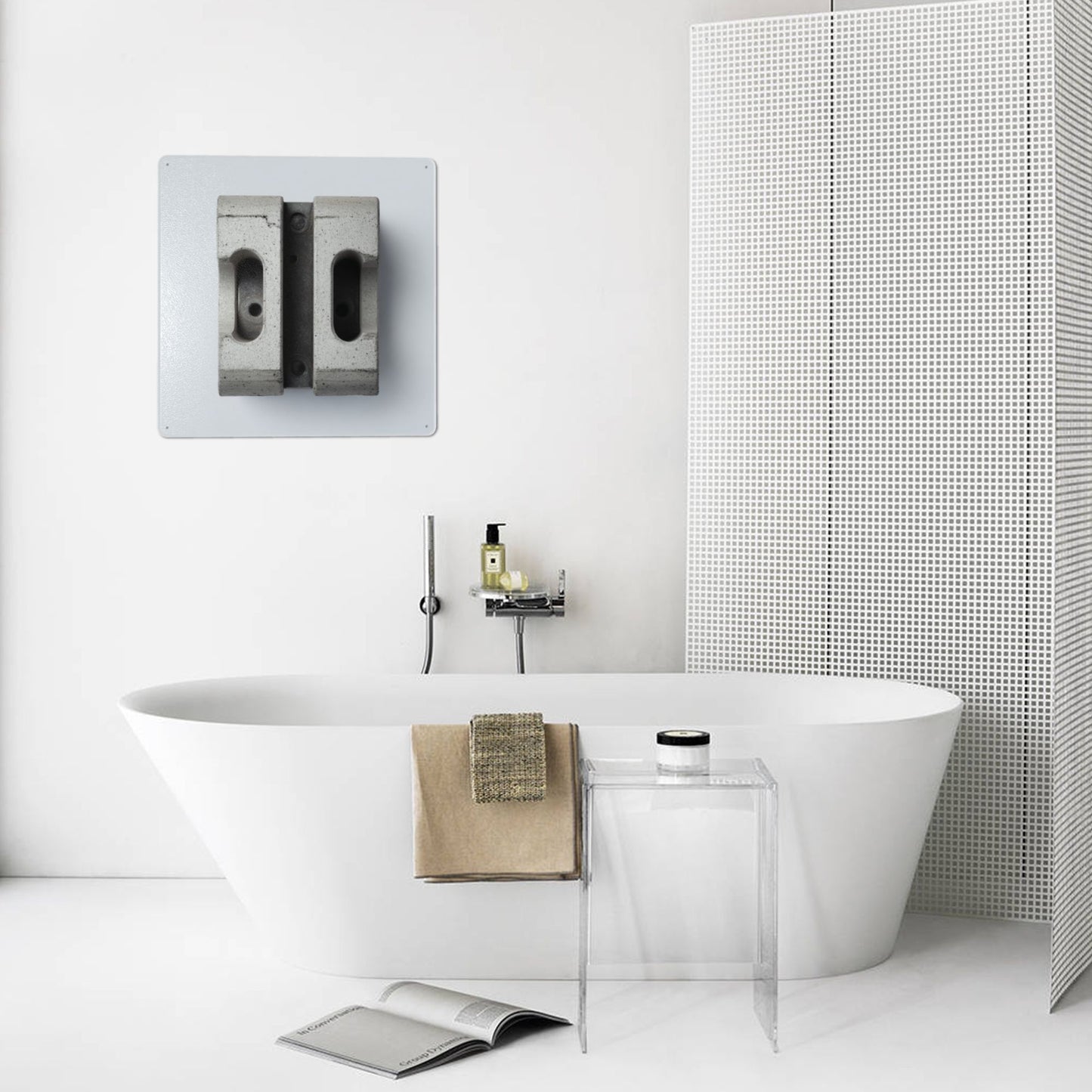 Concrete Brick Style Industrial Tin Metal Wall Sign | 12"x12" Square Plate | Waterproof, Rustproof with Pre-Drilled Holes