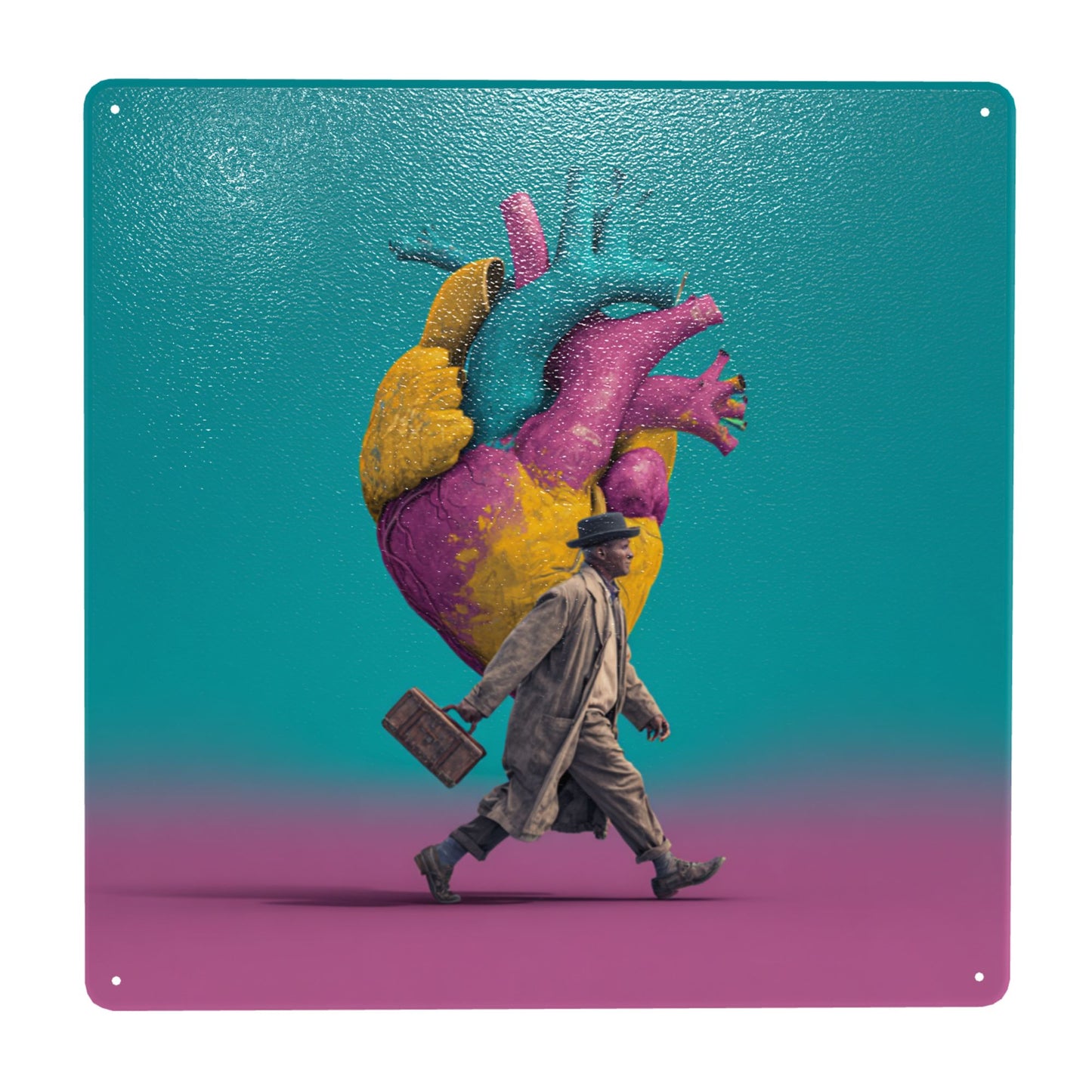 Retro Man & Heart Graffiti Tin Sign | Pop Art Wall Decor | 12"x12" Modern Emotional Metal Poster