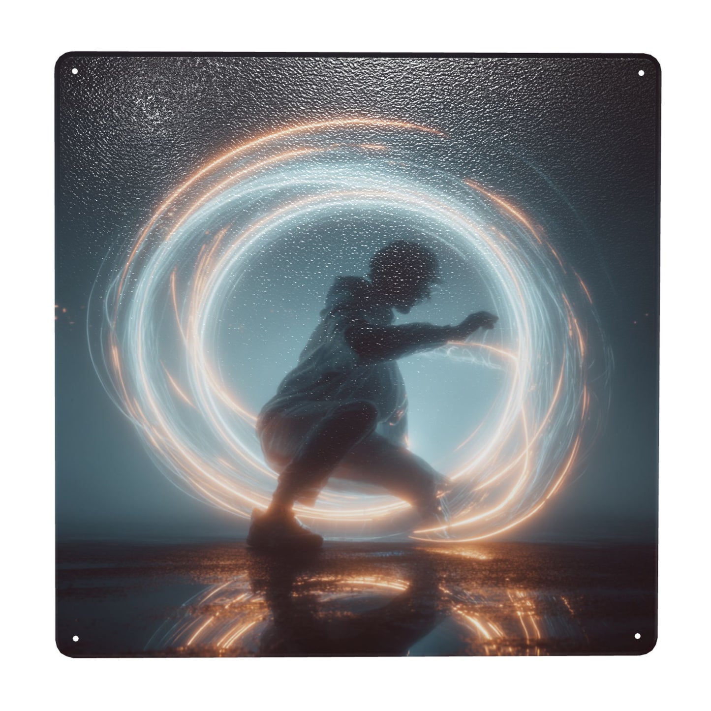 Energy Loop in the Night | Tinplate Wall Art 12"x12" | Sci-Fi Emotional Metal Poster