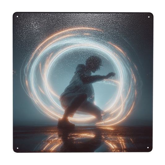 Energy Loop in the Night | Tinplate Wall Art 12"x12" | Sci-Fi Emotional Metal Poster