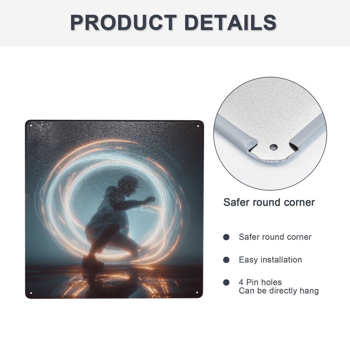 Energy Loop in the Night | Tinplate Wall Art 12"x12" | Sci-Fi Emotional Metal Poster