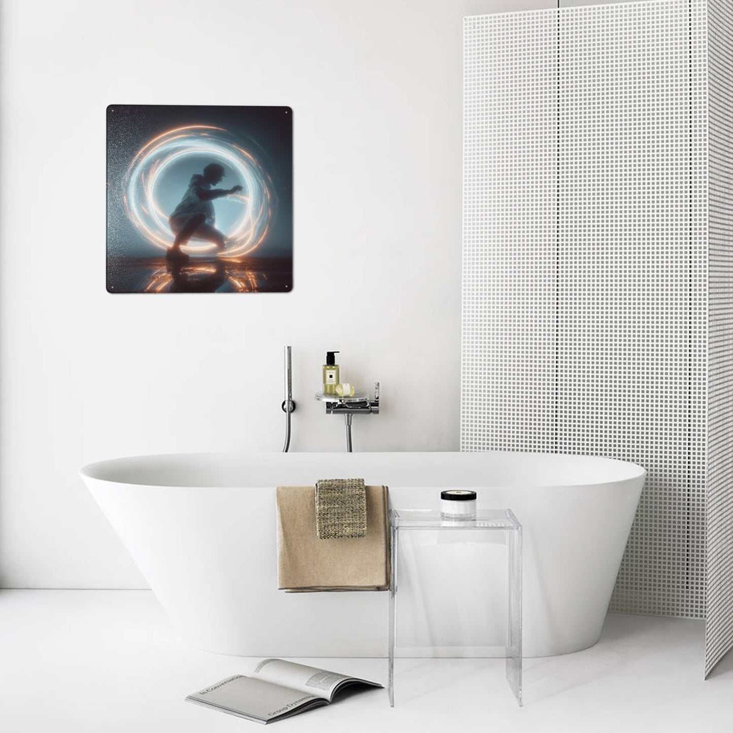 Energy Loop in the Night | Tinplate Wall Art 12"x12" | Sci-Fi Emotional Metal Poster