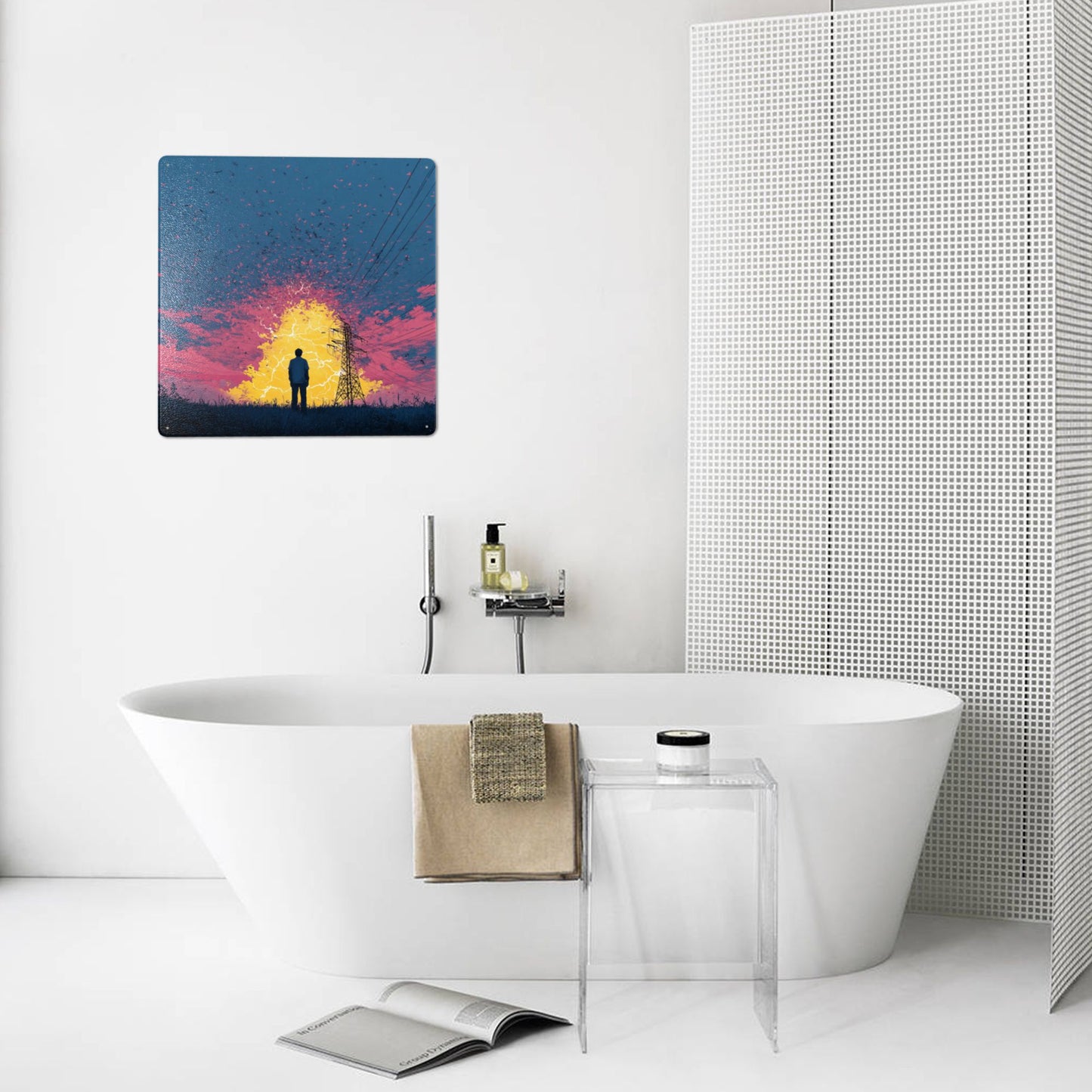 Gate of Electricity | Power Line Theme Tin Wall Art | 12"x12" Emotional Metal Poster