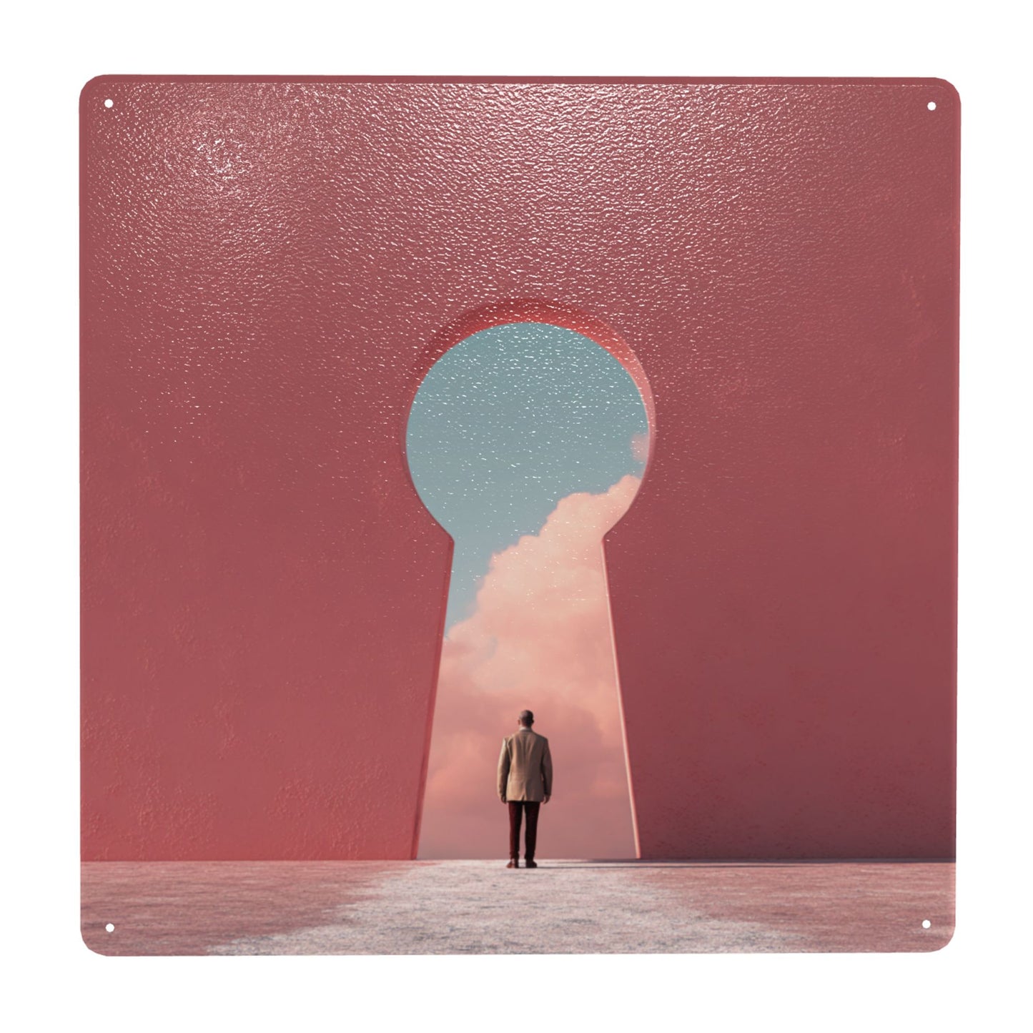 The Keyhole View | Portal to Possibilities Tin Wall Art | 12"x12" Dreamscape Metal Poster