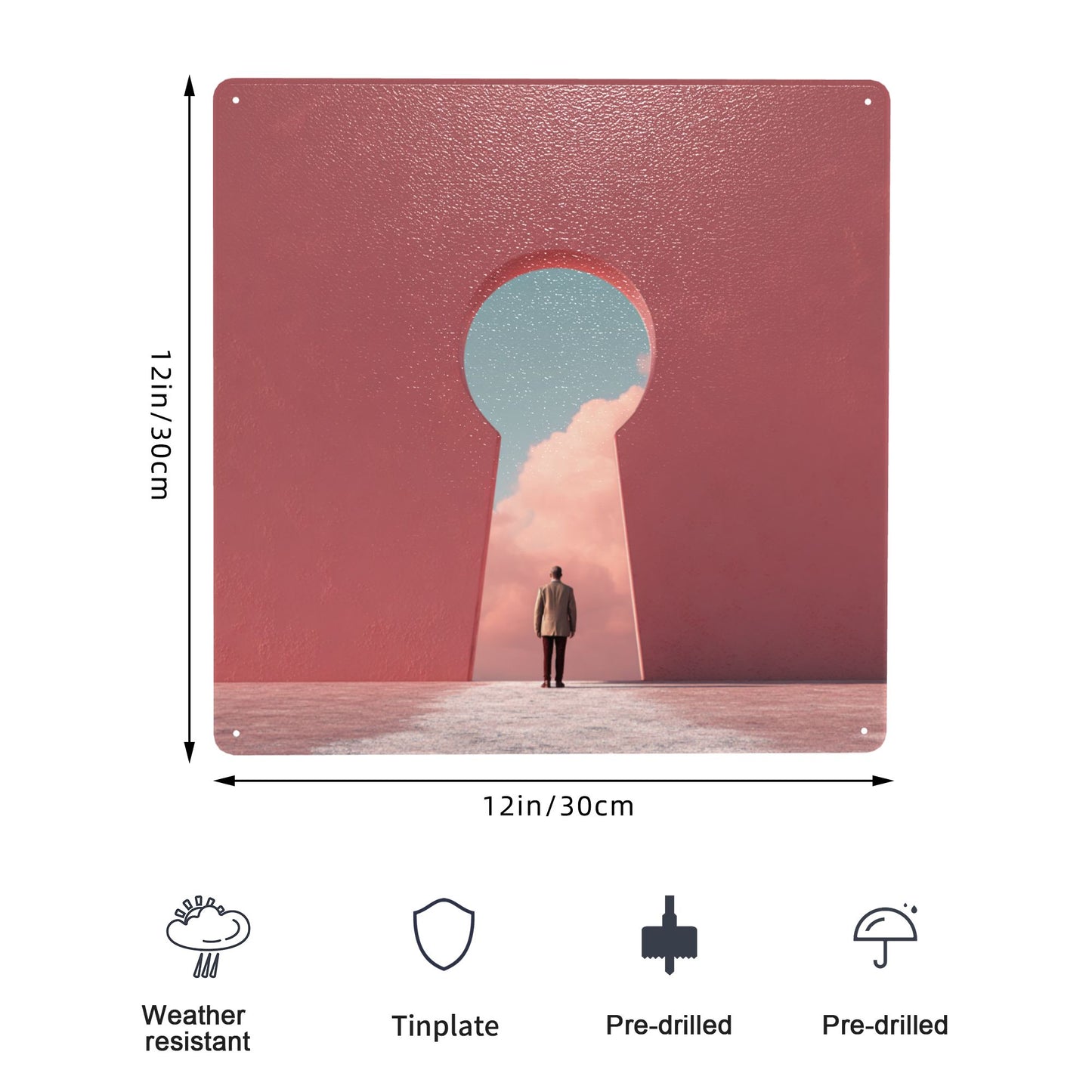 The Keyhole View | Portal to Possibilities Tin Wall Art | 12"x12" Dreamscape Metal Poster