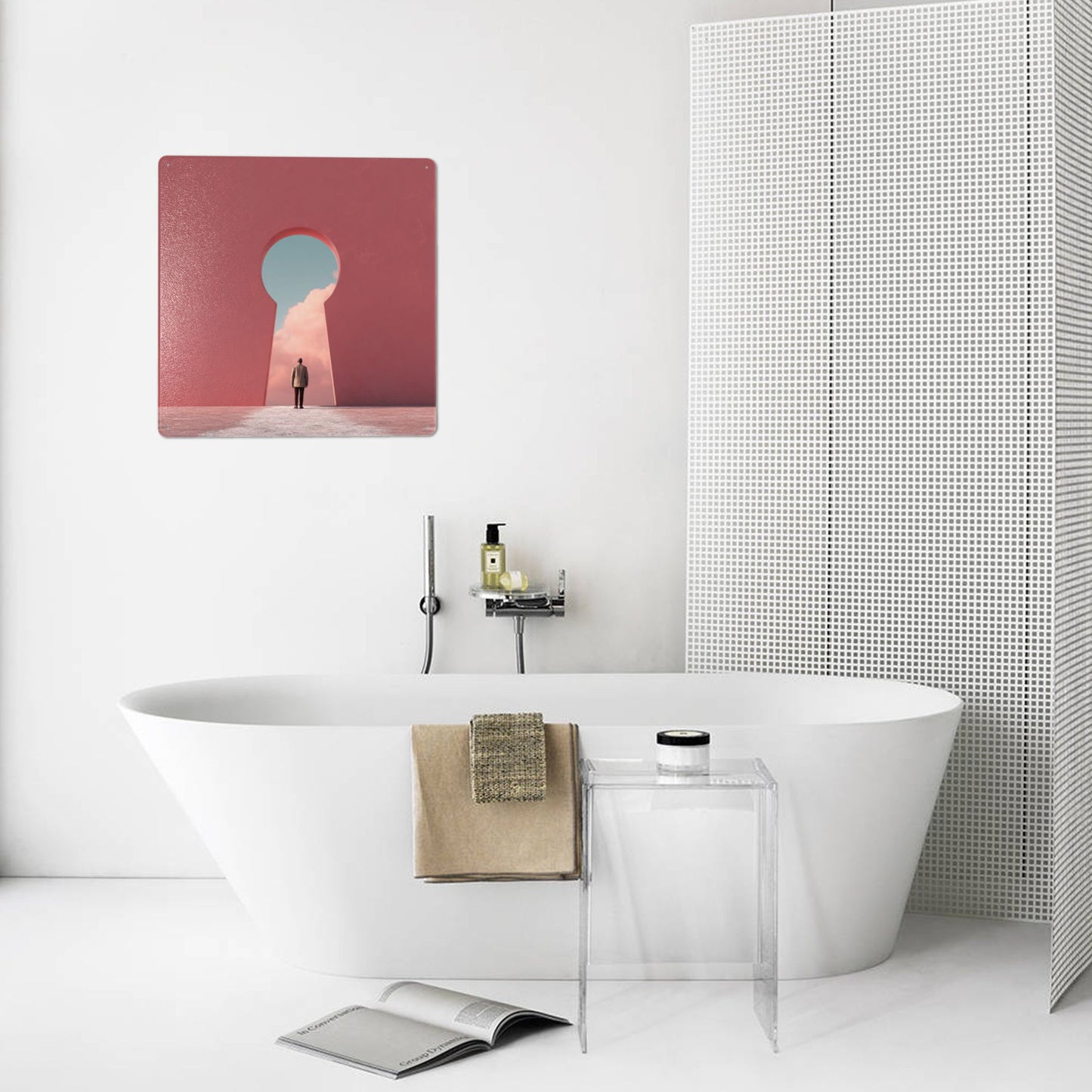 The Keyhole View | Portal to Possibilities Tin Wall Art | 12"x12" Dreamscape Metal Poster