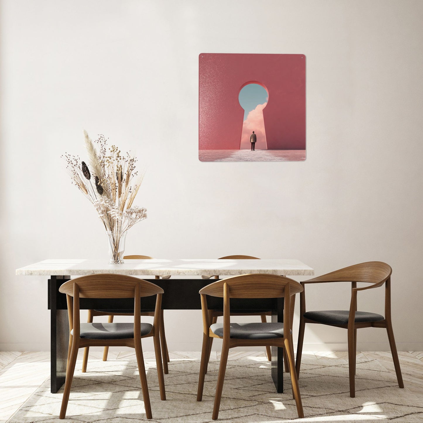 The Keyhole View | Portal to Possibilities Tin Wall Art | 12"x12" Dreamscape Metal Poster