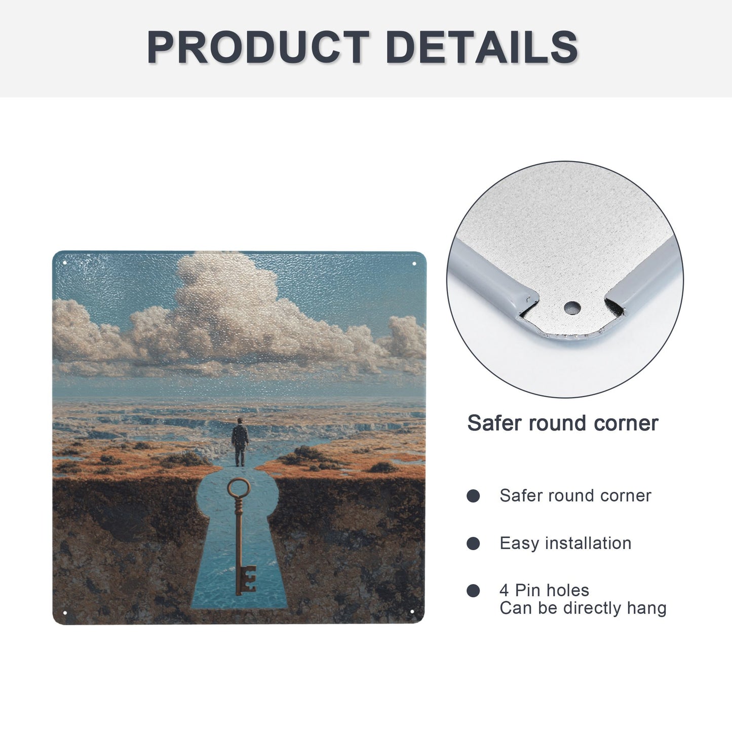 The Path Is the Key | Surreal Tin Wall Art | 12"x12" Inspirational Metal Poster with Pre-Drilled Holes