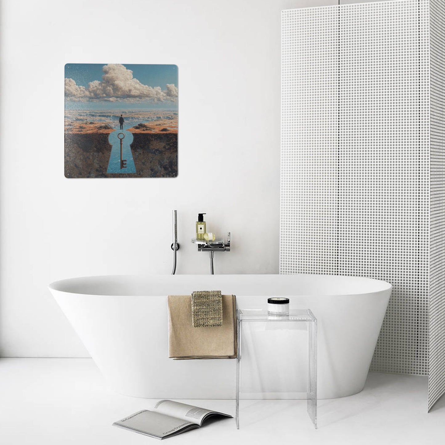 The Path Is the Key | Surreal Tin Wall Art | 12"x12" Inspirational Metal Poster with Pre-Drilled Holes