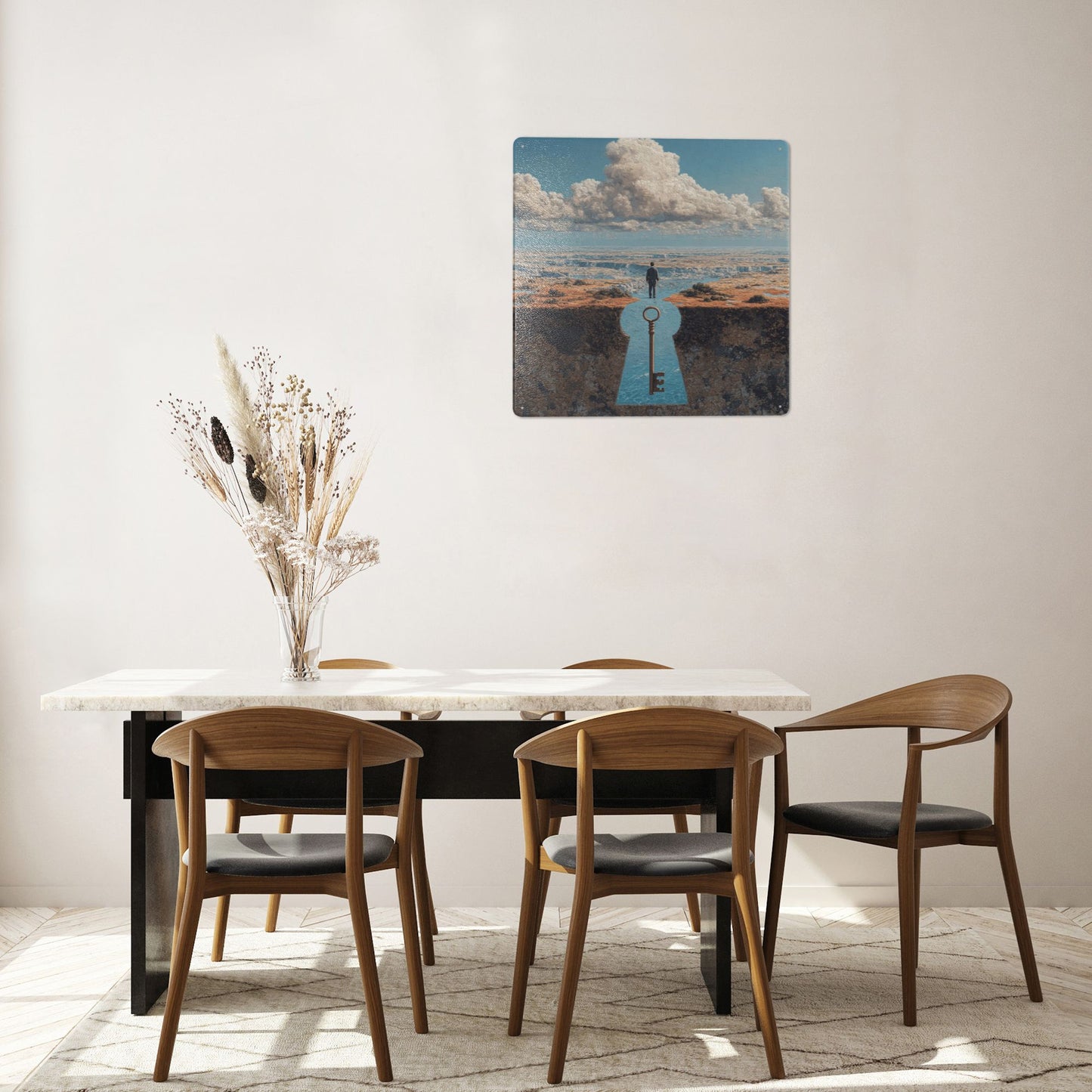 The Path Is the Key | Surreal Tin Wall Art | 12"x12" Inspirational Metal Poster with Pre-Drilled Holes