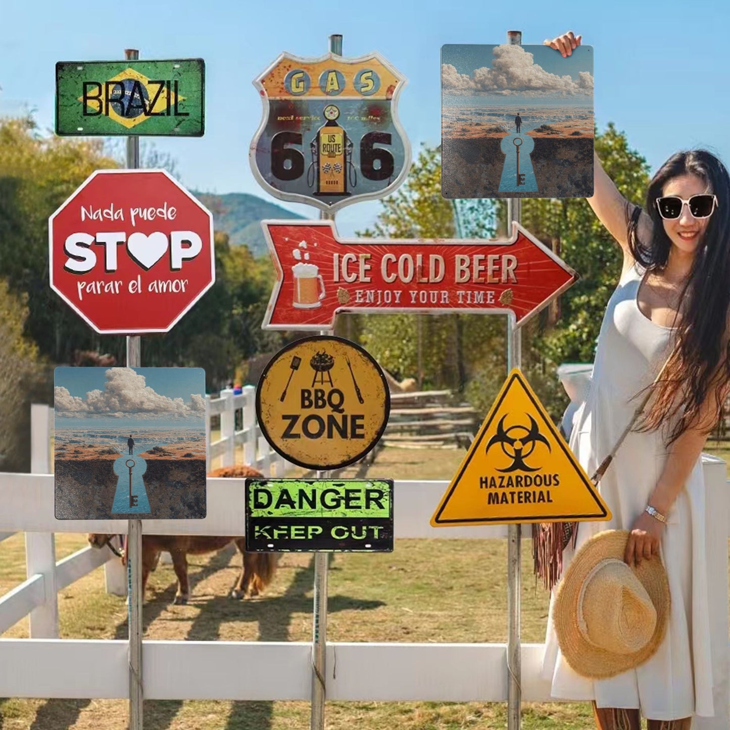 The Path Is the Key | Surreal Tin Wall Art | 12"x12" Inspirational Metal Poster with Pre-Drilled Holes