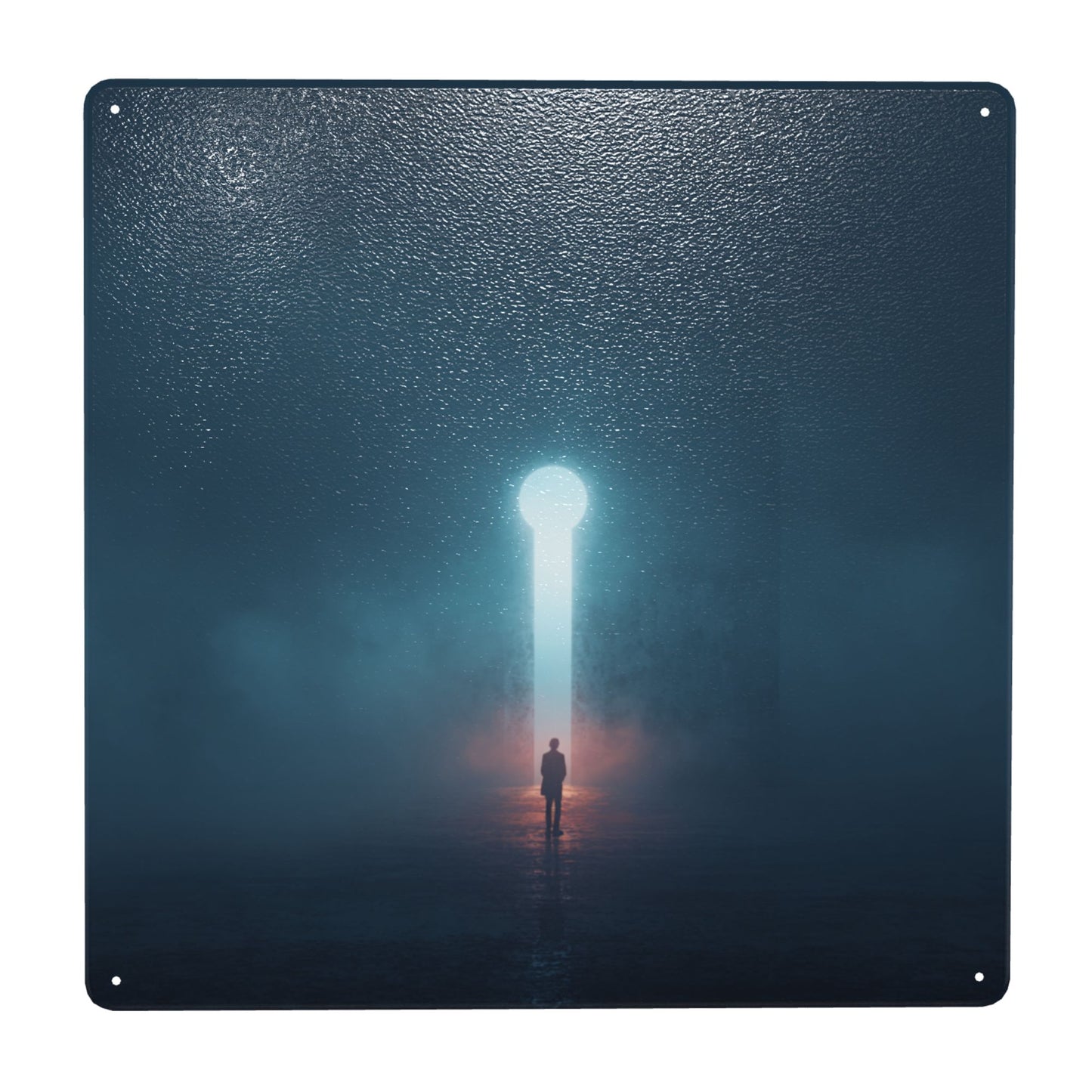 Keyhole of Light | Abstract Tin Wall Art | 12"x12" Inspirational Metal Print with Pre-Drilled Holes