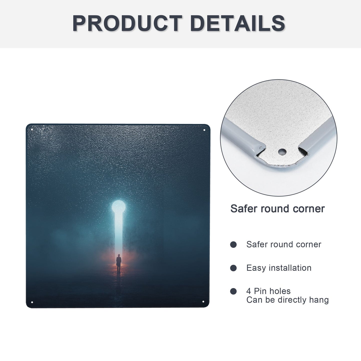 Keyhole of Light | Abstract Tin Wall Art | 12"x12" Inspirational Metal Print with Pre-Drilled Holes