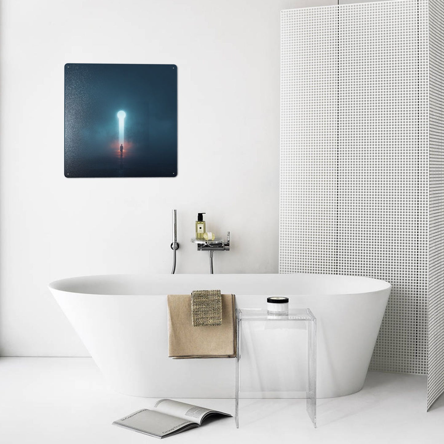 Keyhole of Light | Abstract Tin Wall Art | 12"x12" Inspirational Metal Print with Pre-Drilled Holes