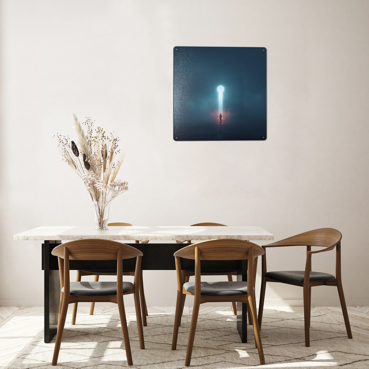 Keyhole of Light | Abstract Tin Wall Art | 12"x12" Inspirational Metal Print with Pre-Drilled Holes