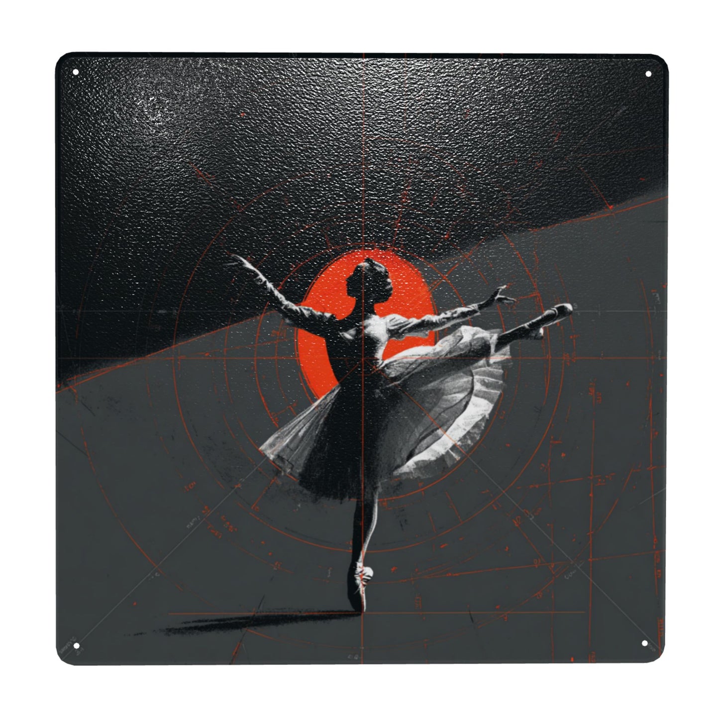 Grace Ignited – Ballerina Modern Tin Wall Art | Abstract Industrial Metal Poster | 12"x12" | Waterproof | Pre-Drilled & Easy to Hang