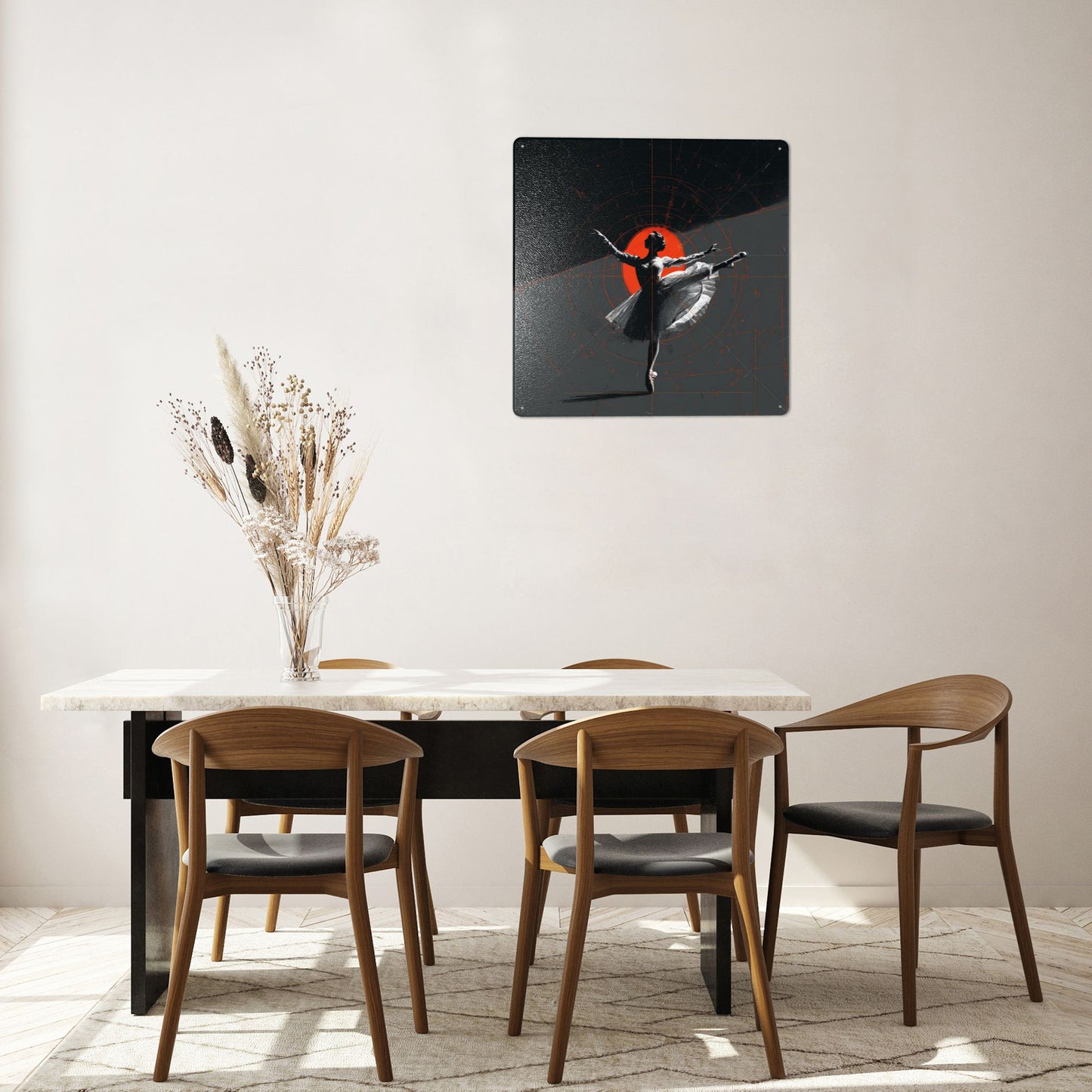 Grace Ignited – Ballerina Modern Tin Wall Art | Abstract Industrial Metal Poster | 12"x12" | Waterproof | Pre-Drilled & Easy to Hang