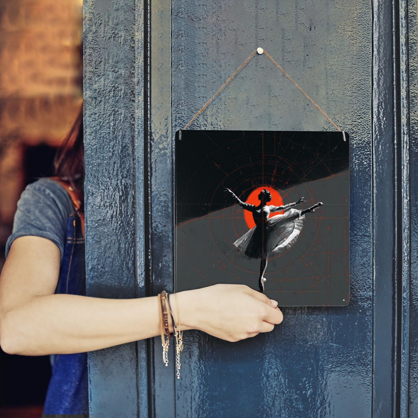 Grace Ignited – Ballerina Modern Tin Wall Art | Abstract Industrial Metal Poster | 12"x12" | Waterproof | Pre-Drilled & Easy to Hang